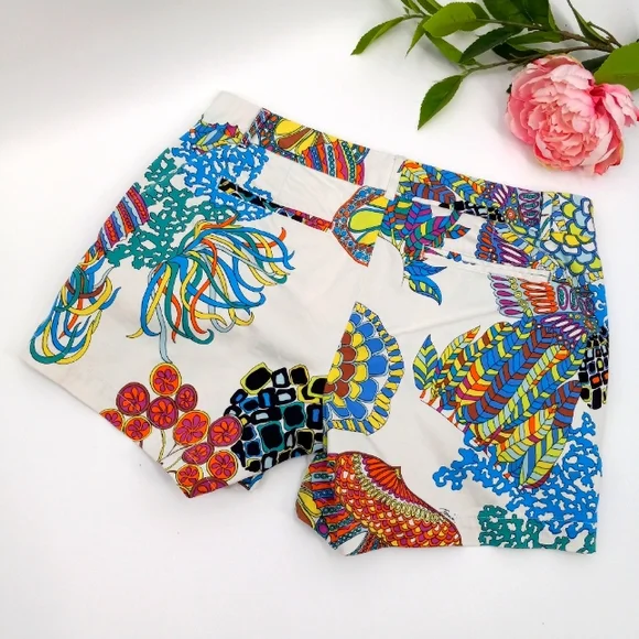*SOLD* BANANA REPUBLIC Trina Turk Collection Tropical Coral Reef Print Shorts - Picture 9 of 16